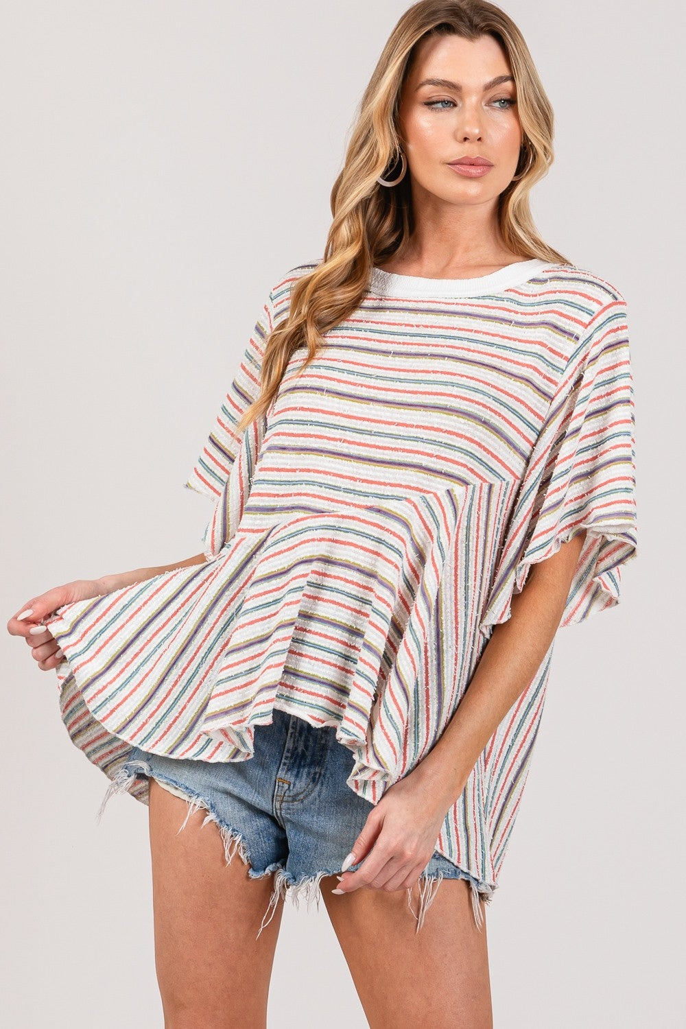 SAGE+FIG - Full Size Round Neck Stripe Top