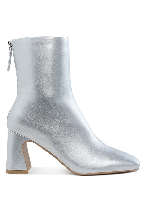 SIMBA Square Toe Metallic Ankle Boots