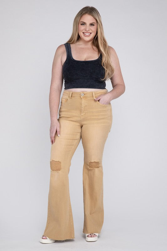 Plus Size - High Rise Flare Jeans