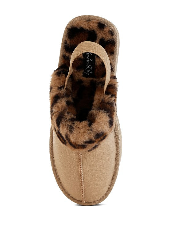 KUTCHU Leopard Faux Fur Platform Slingbacks