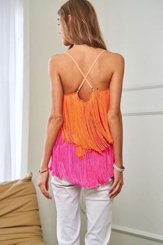 Davi & Dani Fringe Overlay Party Cami Top