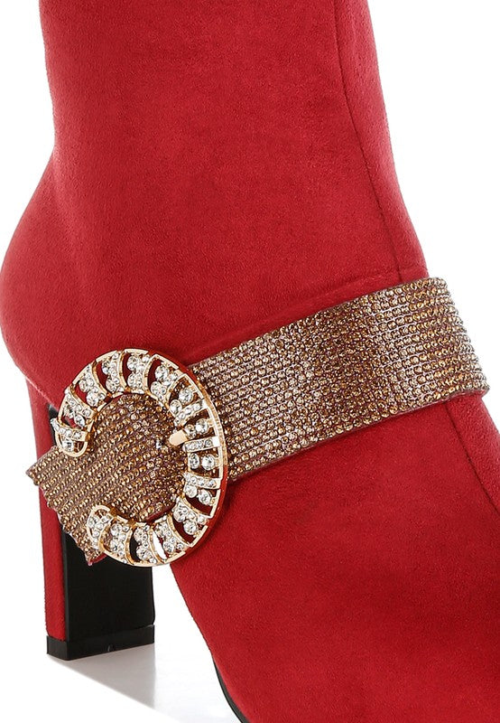 ASAGAO Diamante & Rhinestones Strap Boots