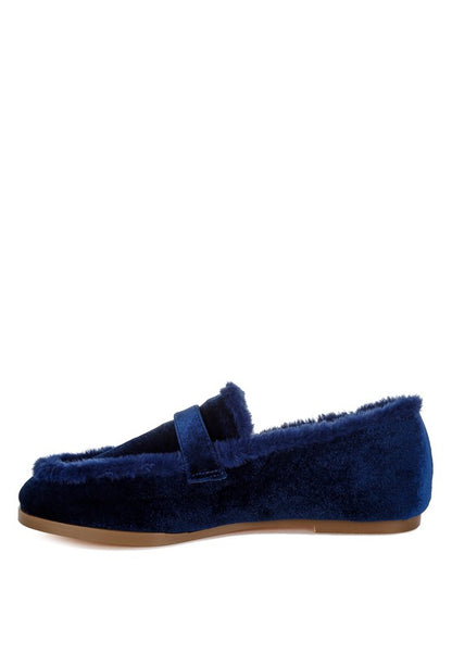 BASTIAN Fur Detail Velvet Loafers