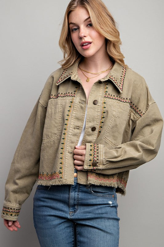 Sweet Generis Embroidered Wash Cotton Jacket