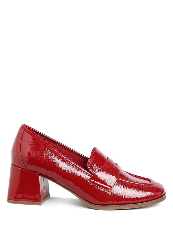 UMDONI Penny Strap Block Heel Loafers