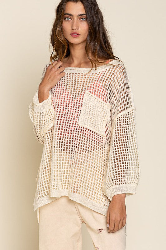 POL Oversized See-through Pullover Sweater