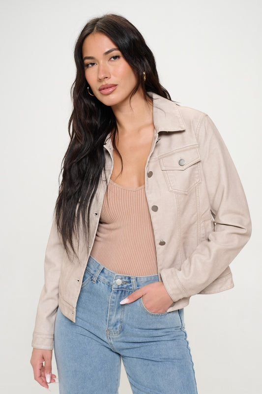 Coalition LA Button-Down Vegan Leather Shacket