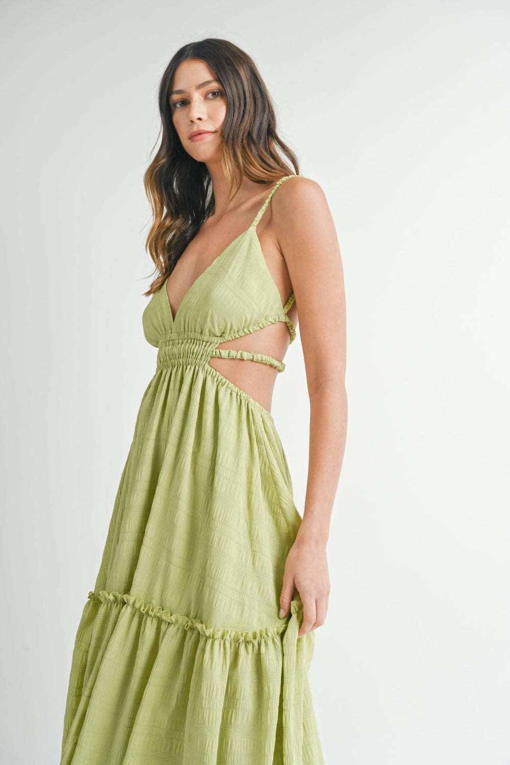 Cutout Waist Backless Maxi Dress