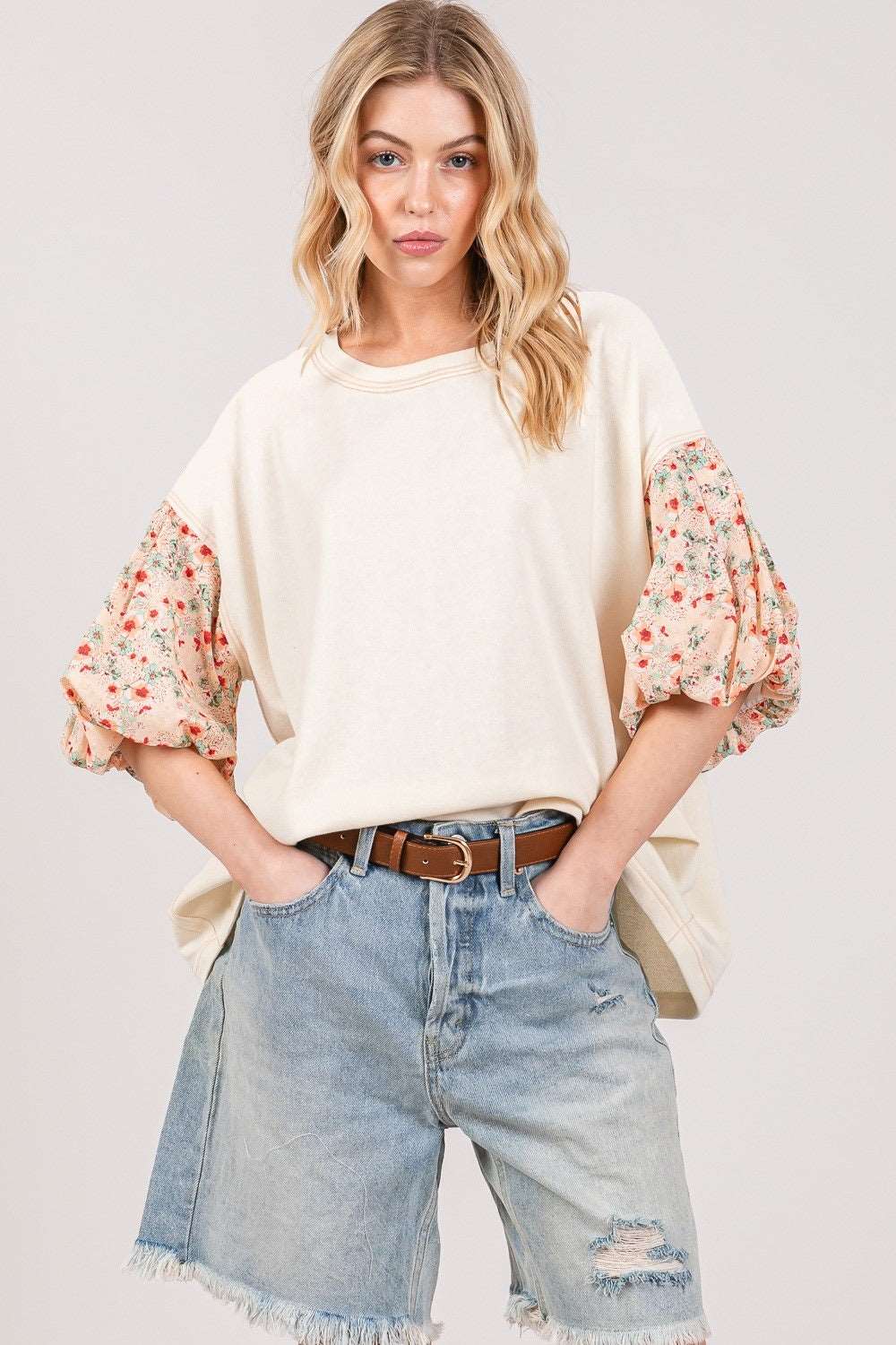 Bubble Sleeve Oversize Top