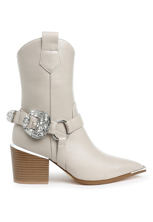 WOODSTOCK Diamante Embellished Pin Buckle Boots