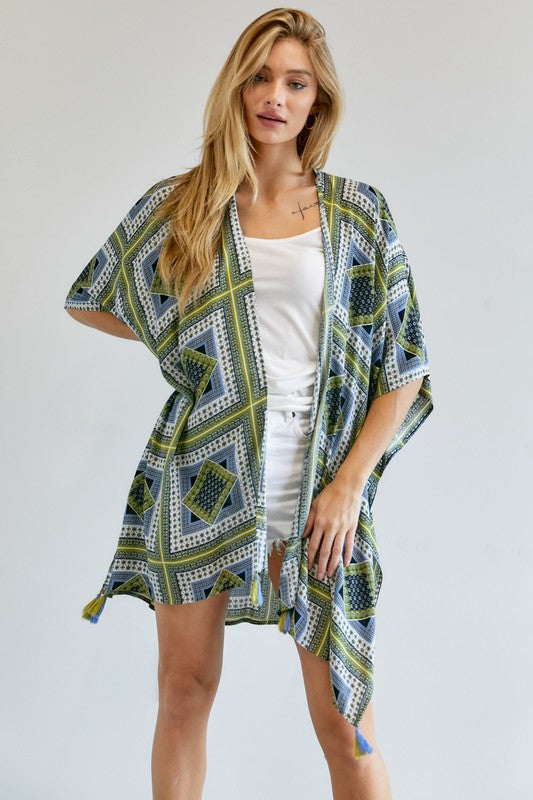 Davi & Dani Boho Print Kimono