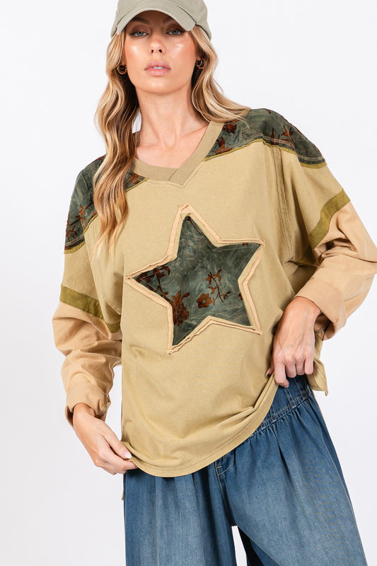 SAGE + FIG Star Patch Color Block T-Shirt