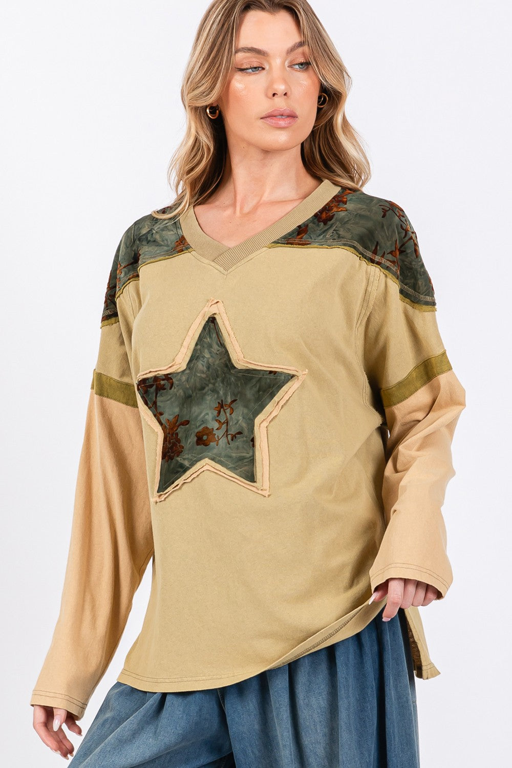 SAGE + FIG Star Patch Color Block T-Shirt