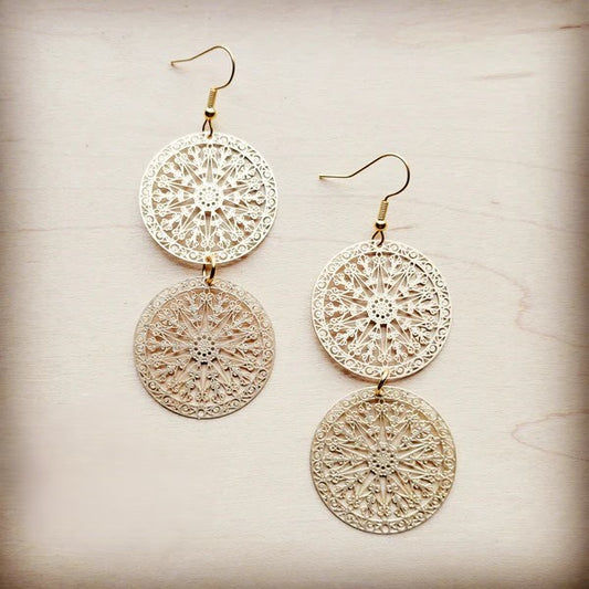 Matte Gold Dangle Filigree Earrings