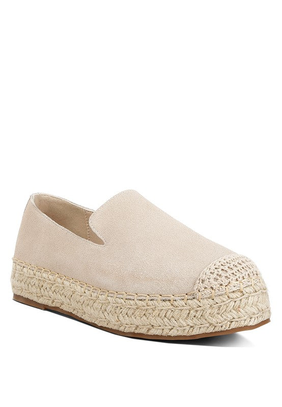 ELLERIE Suede Flatform Heel Espadrilles