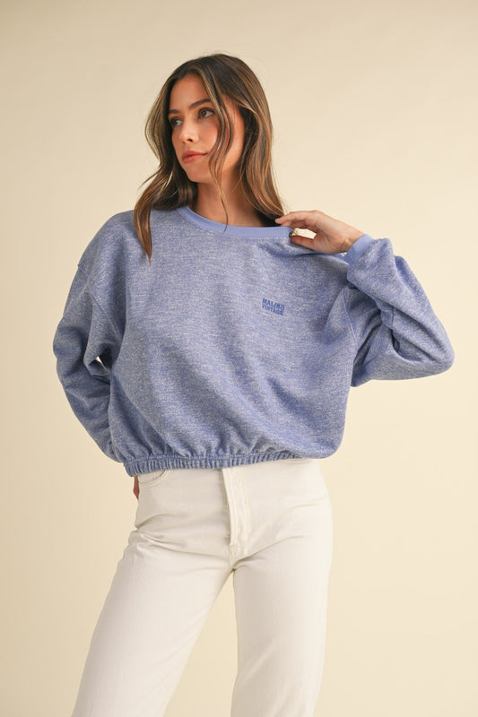 MABLE Letter Embroidery Crop Sweatshirt