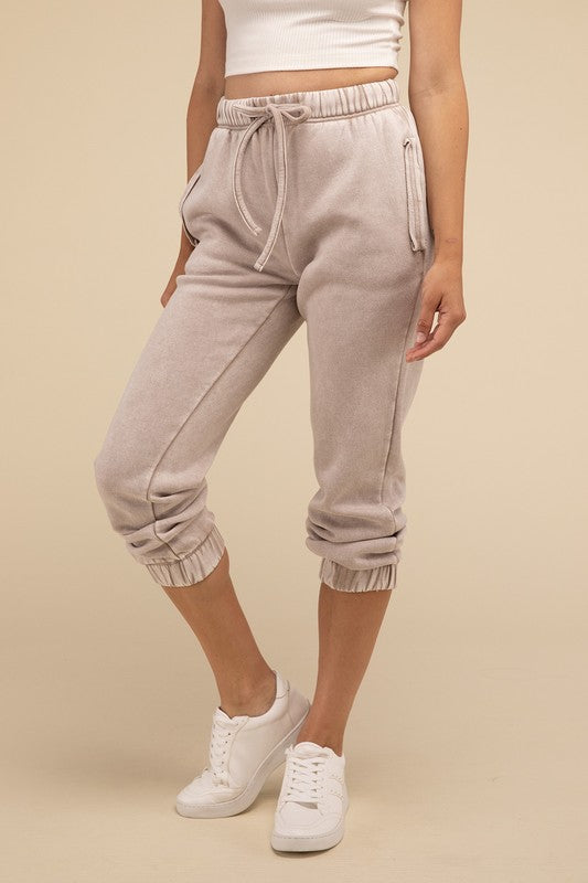 ZENANA Acid Wash Fleece Sweatpants