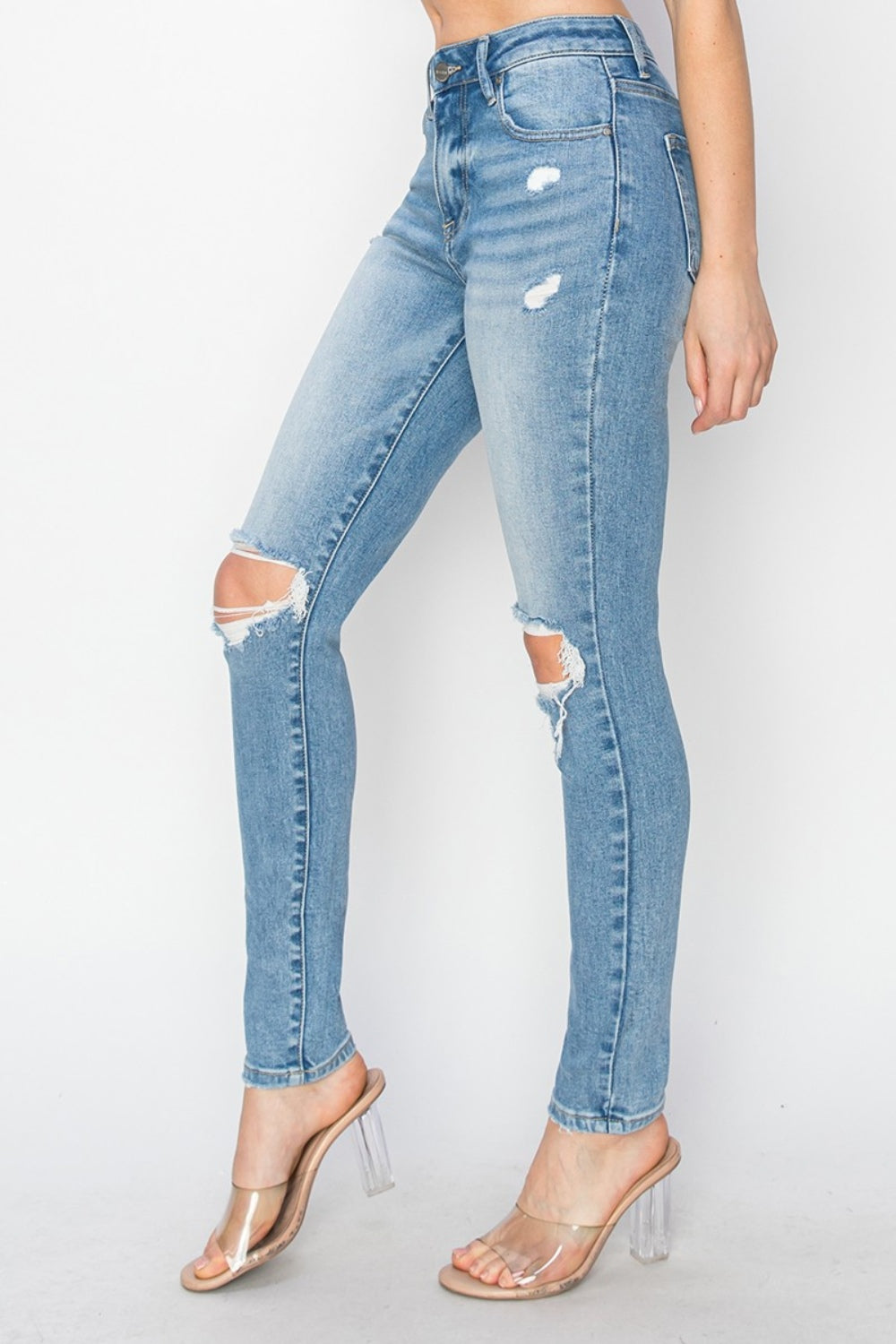 RISEN Full Size Distressed Skinny Jeans