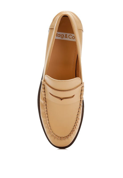 PLAVIA Genuine Leather Penny Loafers