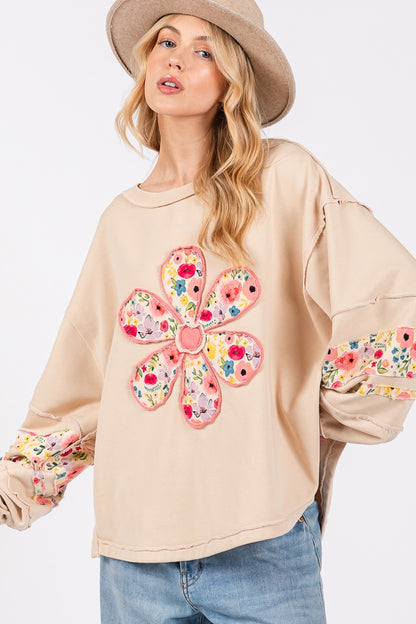 SAGE + FIG Daisy Patch Applique Sweatshirt