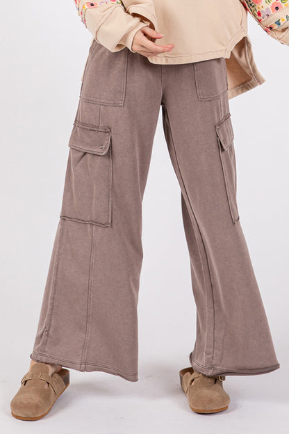 SAGE + FIG Knit Terry Wide Leg Utility Pants