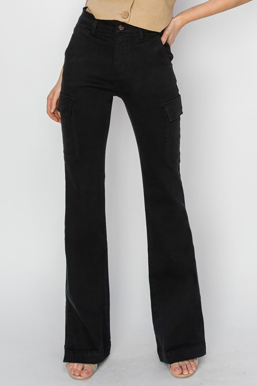 RISEN Full-Size High-Rise Cargo Bootcut Jeans