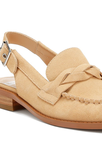 NEMYKIN Suede Slingback Woven Detail Loafers