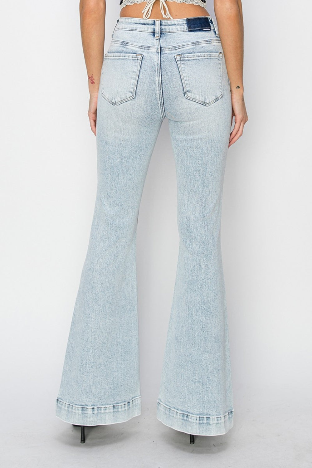 RISEN - Full Size Front Patch Pocket Flare Jeans