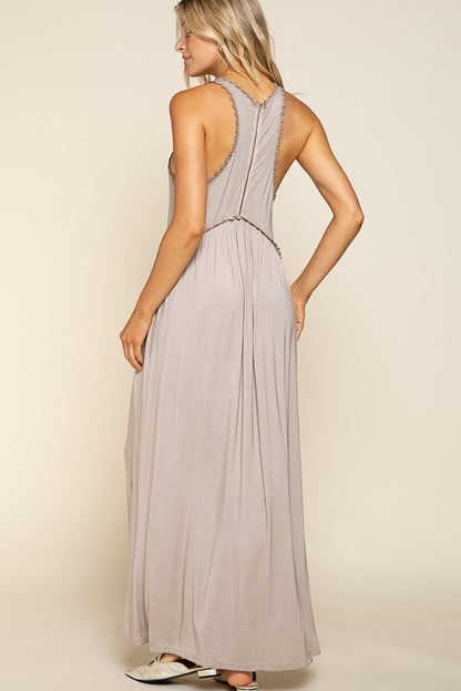 POL Stone Washed Cut Out Maxi Dress