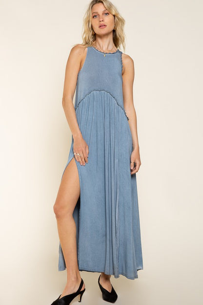 POL Stone Washed Cut Out Maxi Dress