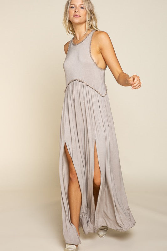 POL Stone Washed Cut Out Maxi Dress