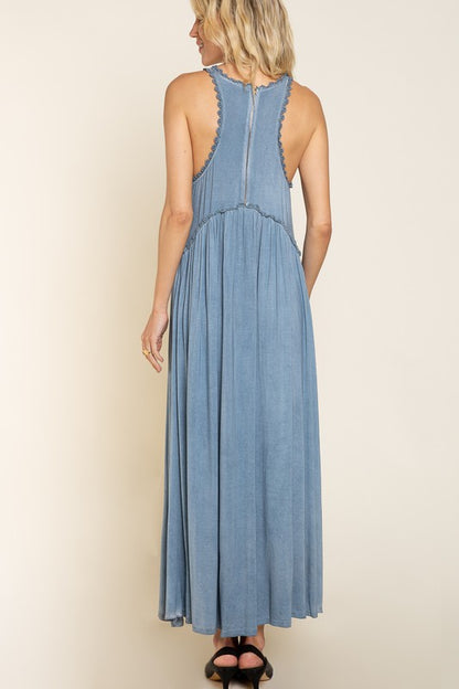 POL Stone Washed Cut Out Maxi Dress