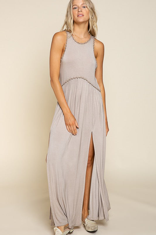 POL Stone Washed Cut Out Maxi Dress