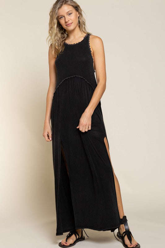 POL Stone Washed Cut Out Maxi Dress