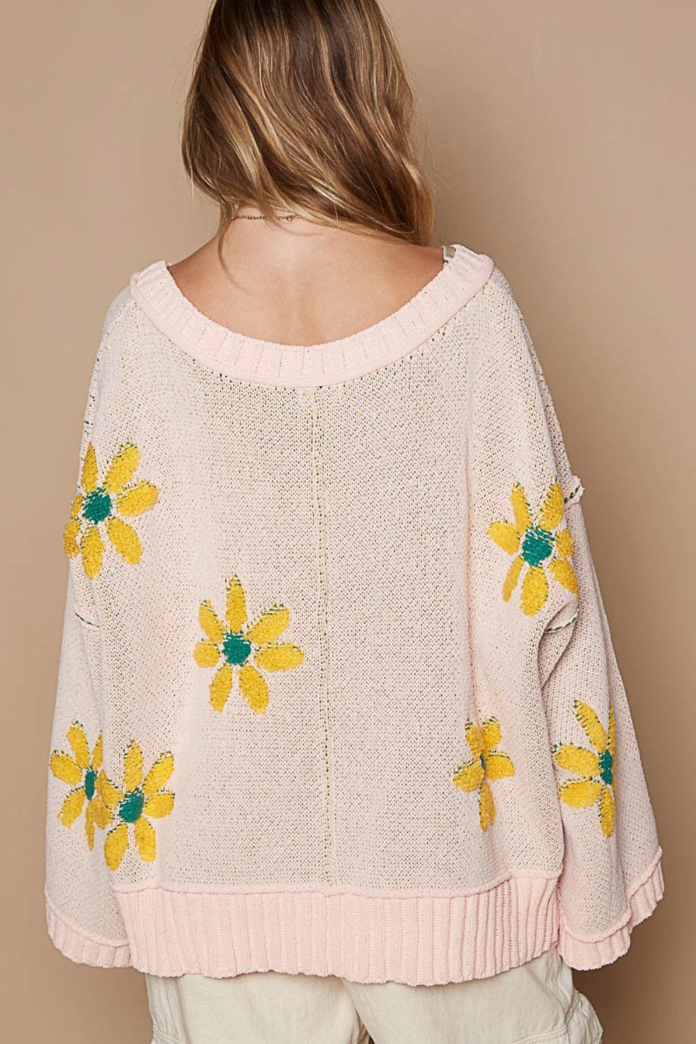 POL Floral Pattern Chenille Sweater