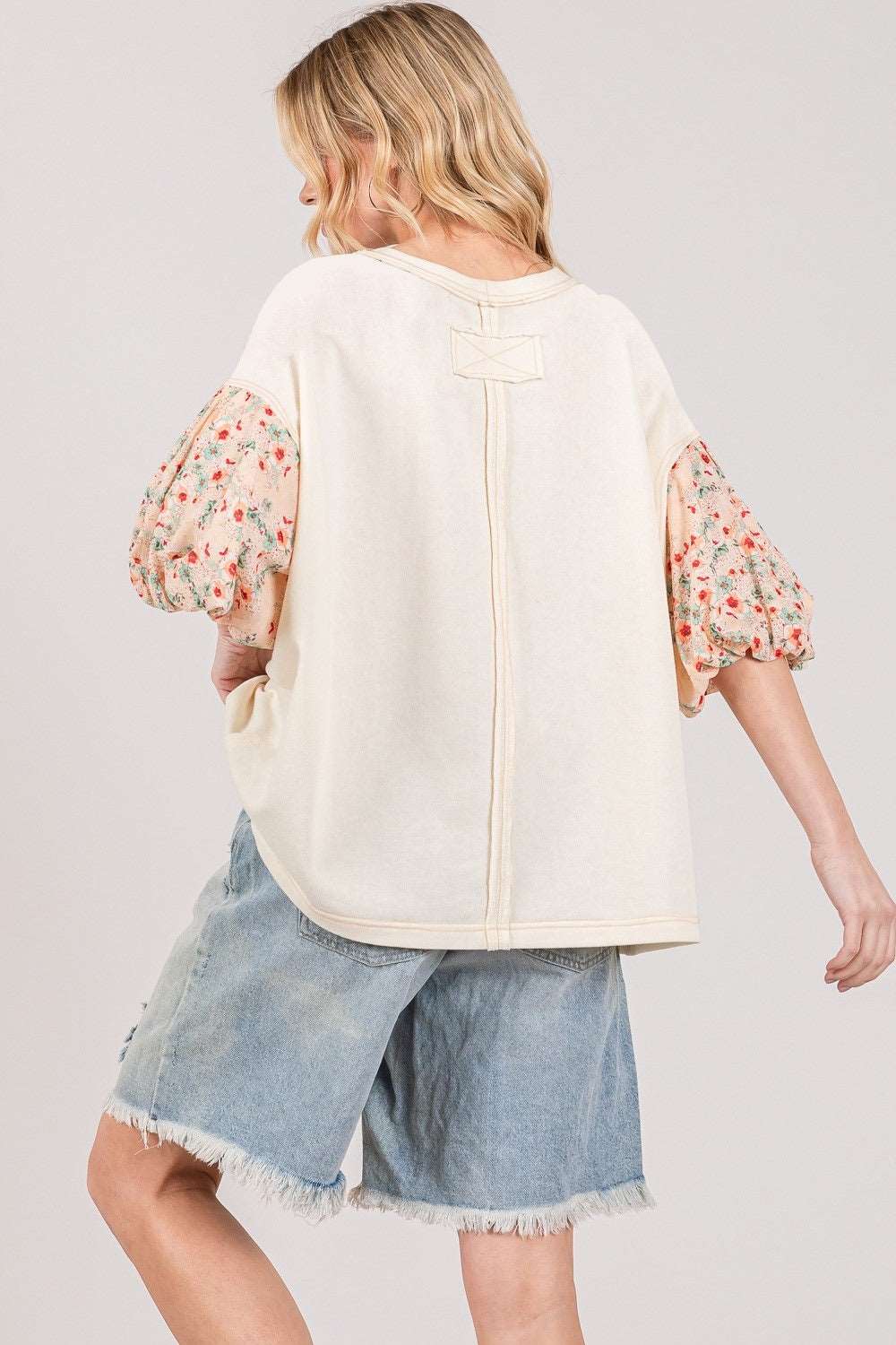 Bubble Sleeve Oversize Top