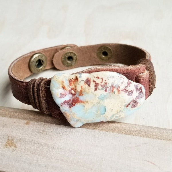 Aqua Terra Slab Leather Cuff Bracelet