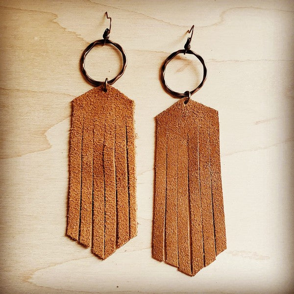 Genuine Suede Leather Fringe Earrings