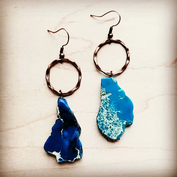 Blue Regalite Slab Earrings