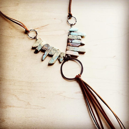 Aqua Terra Necklace with Copper Hoop Fringe