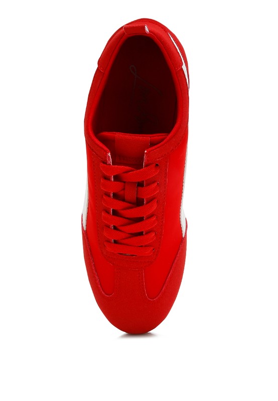 MONTEK Faux Leather Lace-Up Sneakers