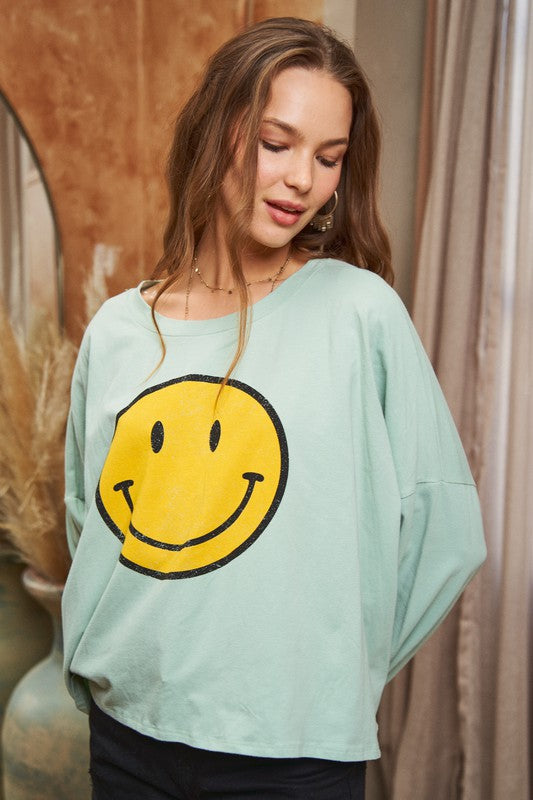 Jade By Jane Plus Size - Smiley Face Crop Top