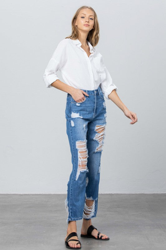 High Rise Straight Jeans