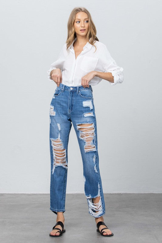 High Rise Straight Jeans