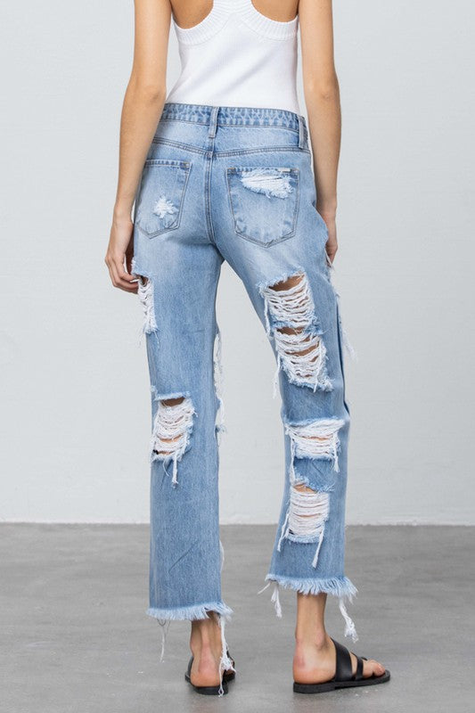 Heavy Destroyed Straight Jeans