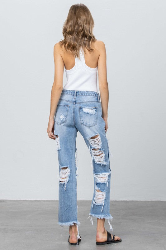 Heavy Destroyed Straight Jeans