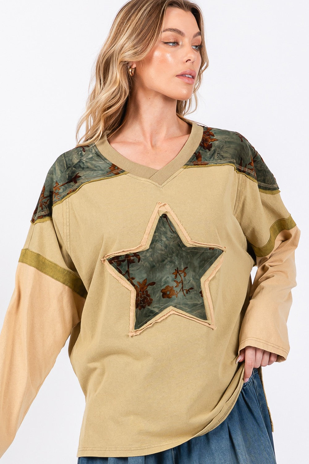 SAGE + FIG Star Patch Color Block T-Shirt