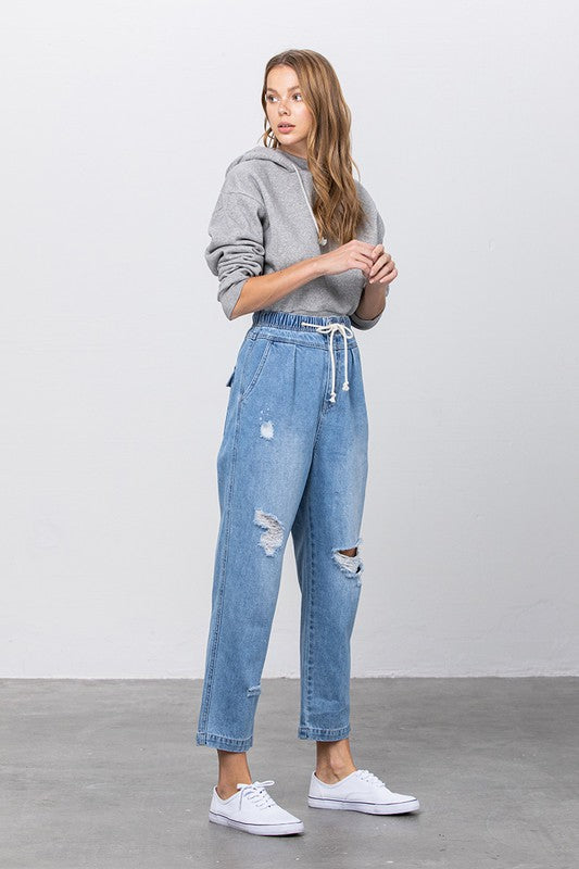 Super High Waist Ripped Slouch Jeans