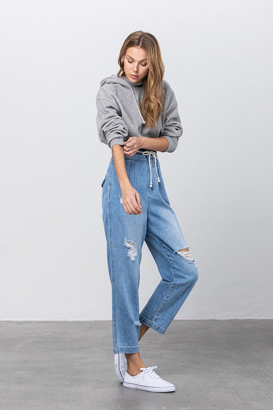 Super High Waist Ripped Slouch Jeans