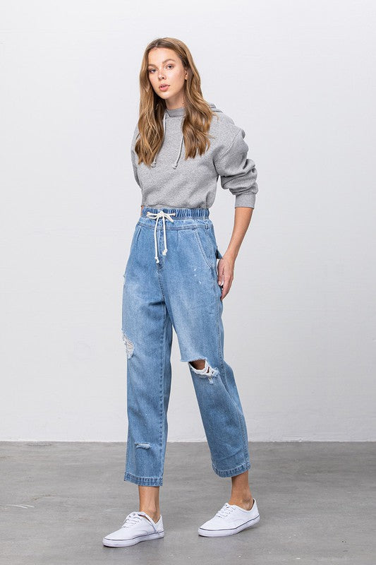 Super High Waist Ripped Slouch Jeans